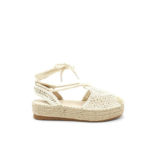 Espadrille Beige en Crochet à Plateforme