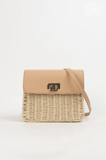 Borsa a tracolla Lydia in rafia color Beige