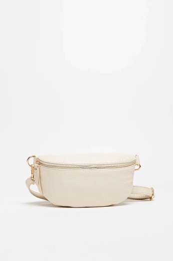 Sac ceinture en cuir beige