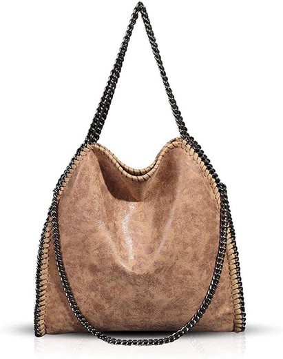 Borsa Shopper Cammello Con Catene