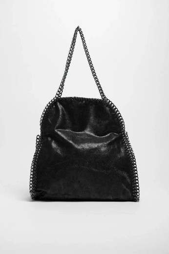 Bolso Shopper Con Cadenas Negro