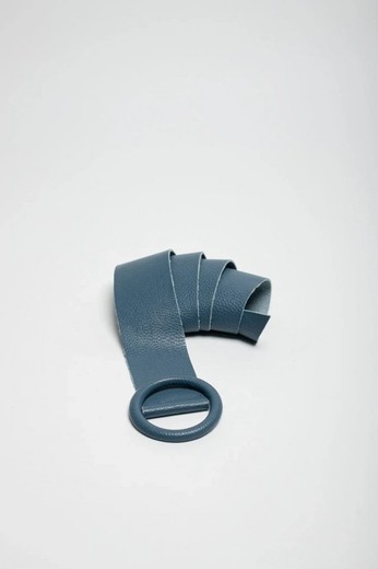 Cinturón De Piel Basic Para Mujer Azul