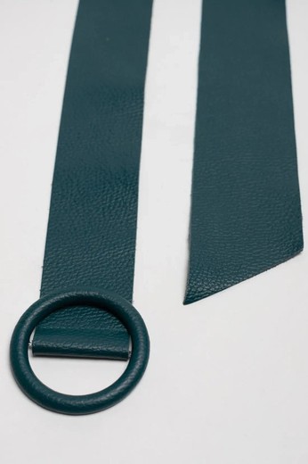Cinturón De Piel Basic Para Mujer Azul Verdoso