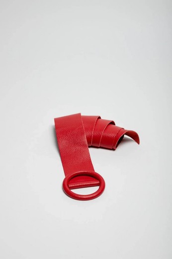 Cinturón De Piel Basic Para Mujer Rojo