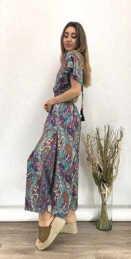 Tuta Lunga Da Donna Con Stampa Bohemien Lilla