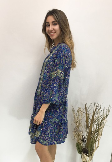 Robe Large Style Boho Bleu