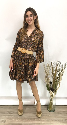 Vestido largo estilo boho preto