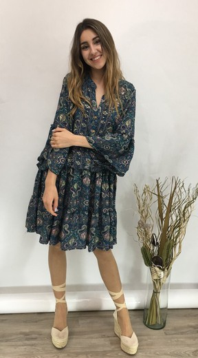 Vestido Largo Turquesa Estilo Boho