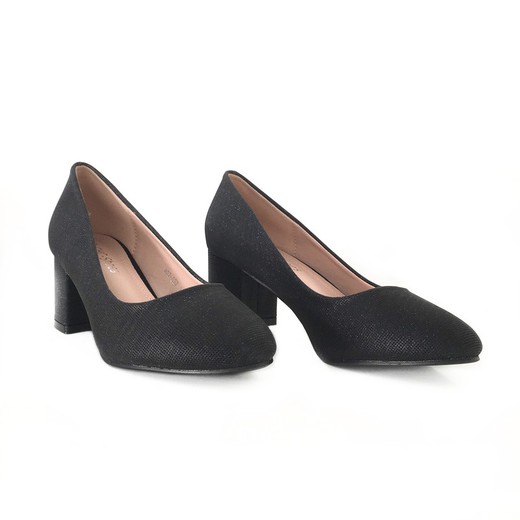 Zapato Tipo Salón Para Mujer Con Tacón Ancho Negro — Calzados Germans