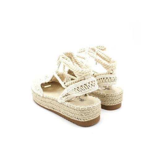 Espadrillas All'uncinetto Con Plateau Beige