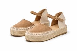 Alpargata plataforma bege natural