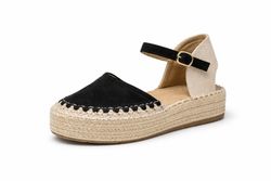 Alpargata plataforma preta natural