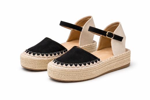 Alpargata plataforma preta natural