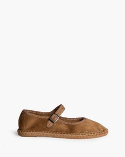 Sapatilha de bailarina da marca Corina com fivela e sola em juta castanha, REF. M6360