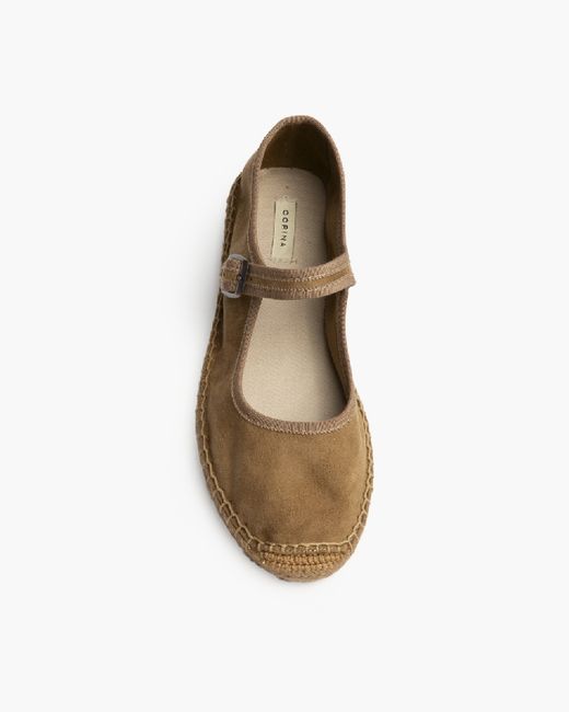 Sapatilha de bailarina da marca Corina com fivela e sola em juta castanha, REF. M6360