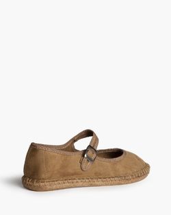 Sapatilha de bailarina da marca Corina com fivela e sola em juta castanha, REF. M6360