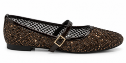 Ballerines Mary Jane à résille marron brillant
