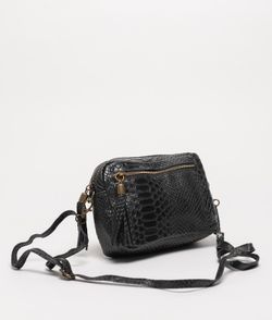 Bolsa de ombro de couro preto julho