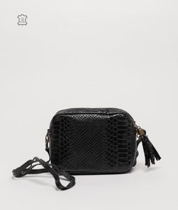 Bolsa de ombro de couro preto julho