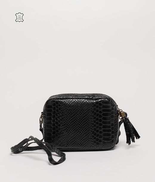 Bolsa de ombro de couro preto julho