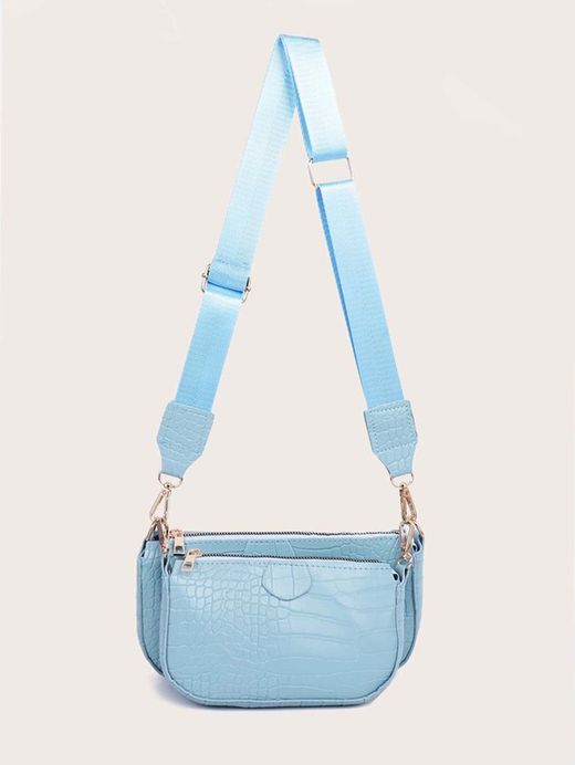 Sac Bandoulière 3 Pièces Bleu Clair