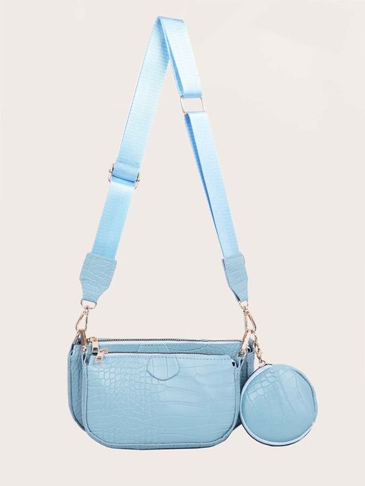 Bolso Bandolera 3 Piezas Celeste