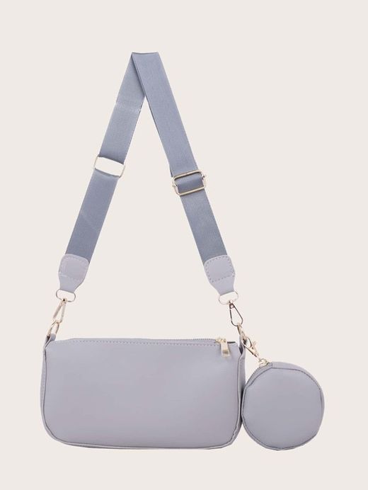 Bolso Bandolera 3 Piezas Gris