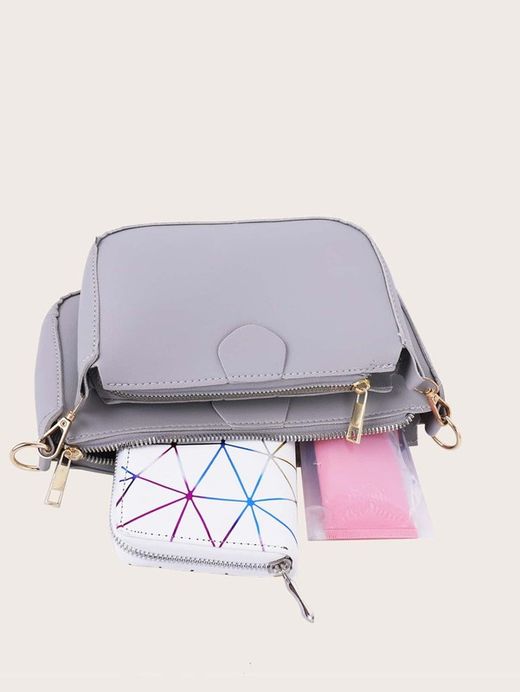 Bolso Bandolera 3 Piezas Gris