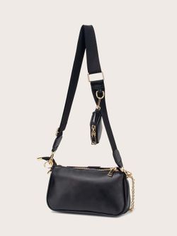 Sac à bandoulière noir 3 pièces