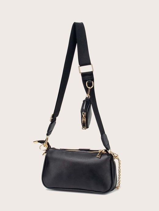 Sac à bandoulière noir 3 pièces