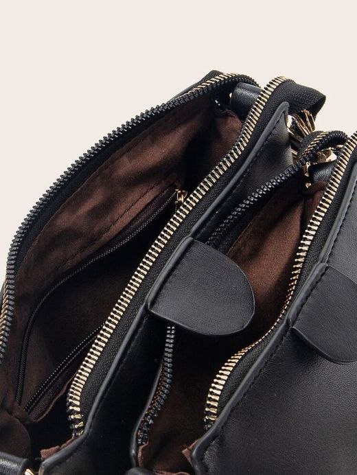 Sac à bandoulière noir 3 pièces