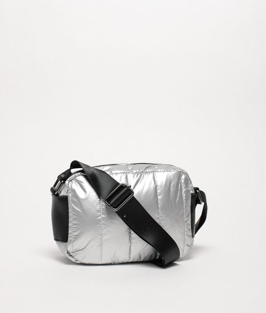 Bolso Bandolera Acolchado Plata