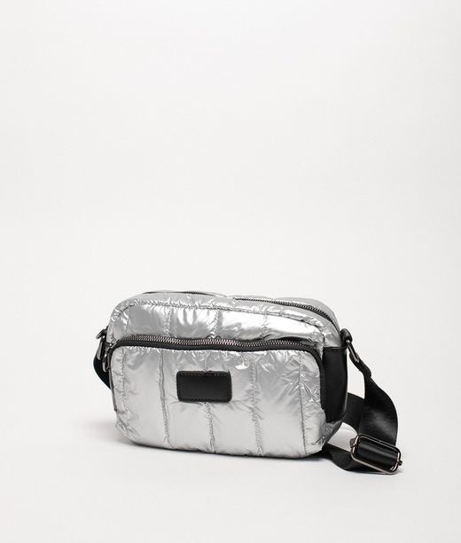 Bolso Bandolera Acolchado Plata