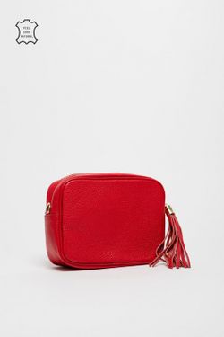 Bolso Bandolera Aries De Piel Rojo