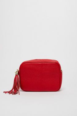 Bolso Bandolera Aries De Piel Rojo