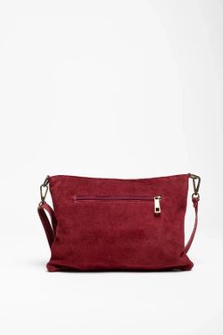 Sac Bandoulière En Cuir Avec Clous Dorés Grenat