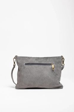 Sac Bandoulière En Cuir Avec Clous Dorés Gris
