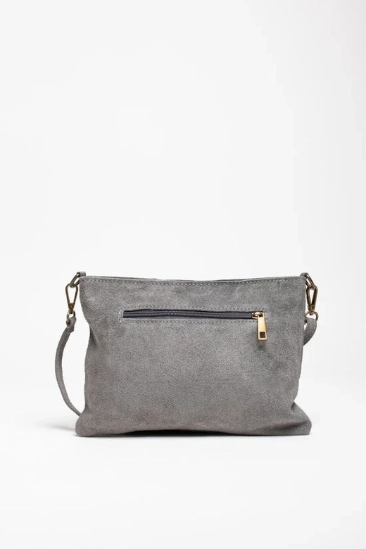 Sac Bandoulière En Cuir Avec Clous Dorés Gris