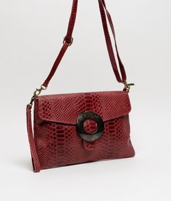 Bolso Bandolera de Piel Granate