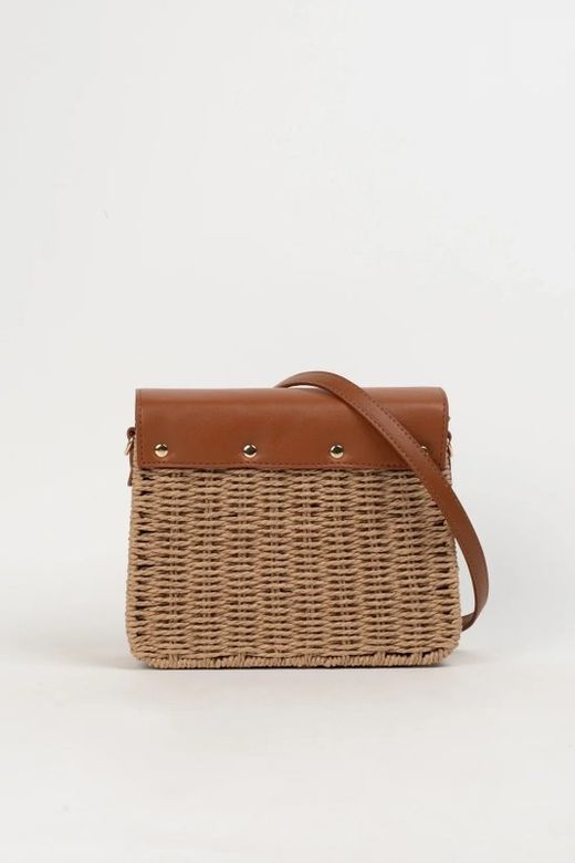 Bolso Bandolera De Rafia Lydia Camel
