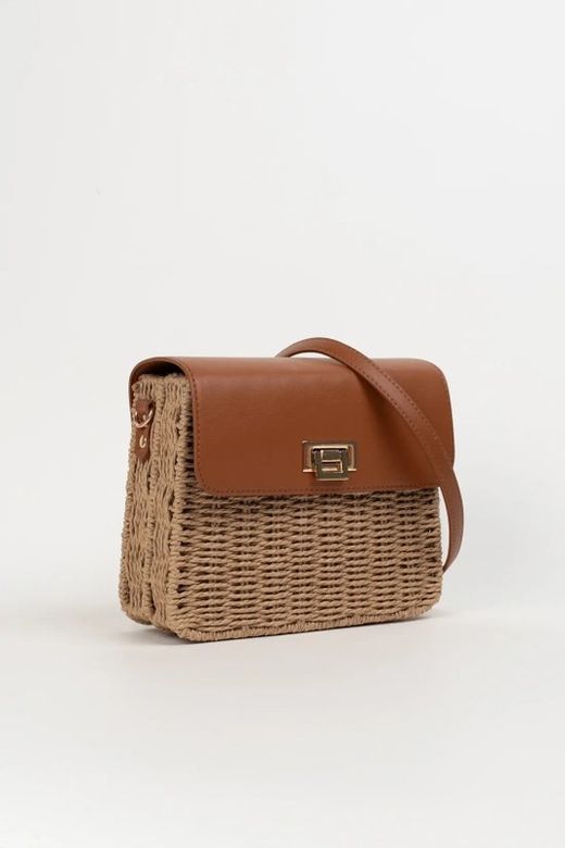 Bolso Bandolera De Rafia Lydia Camel