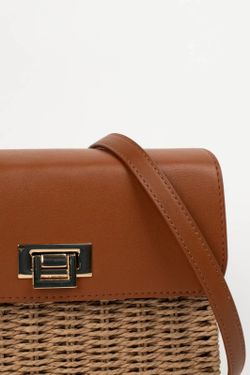 Bolso Bandolera De Rafia Lydia Camel