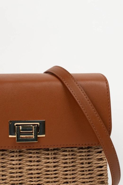 Bolso Bandolera De Rafia Lydia Camel