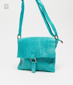 Bolso Bandolera Piel Meral Turquesa