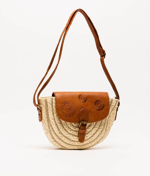 Bolso Bandolera Rafia Beige