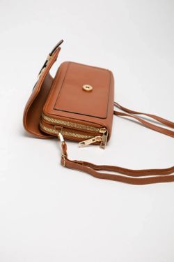 Bolso Bandolera Tipo Monedero Camel
