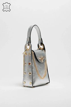 Bolsa de ombro e bolsa prateada Bee