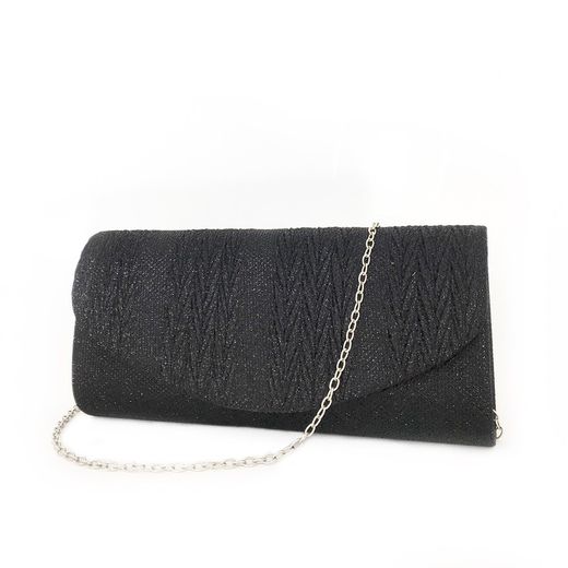 Bolso De Mano Con Cadena Negro