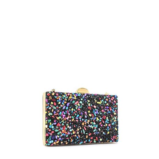 Borsa Da festa Con Strass Multicolore Nera — Calzados Germans