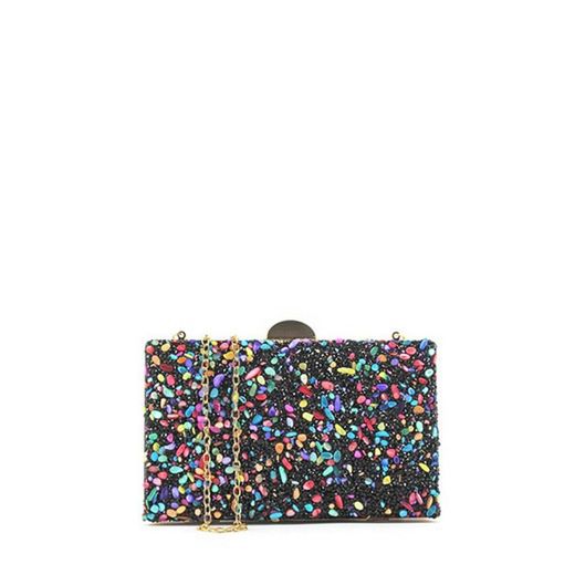 Bolso Fiesta Pedrería Multicolor - Negro